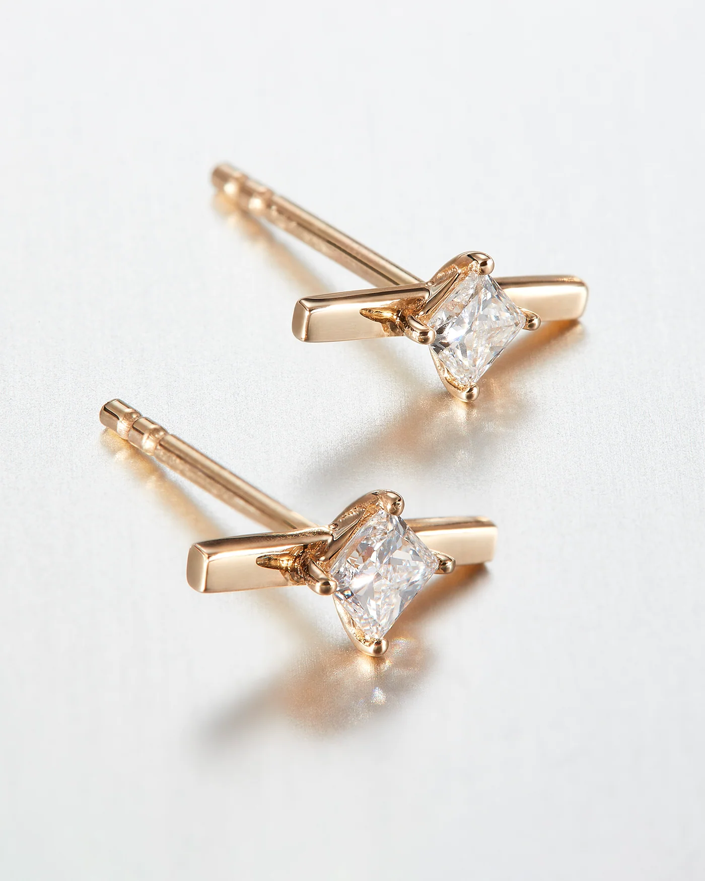 10K Gold Lab Grown Diamond Bar Stud Earrings - 0.22 CTW