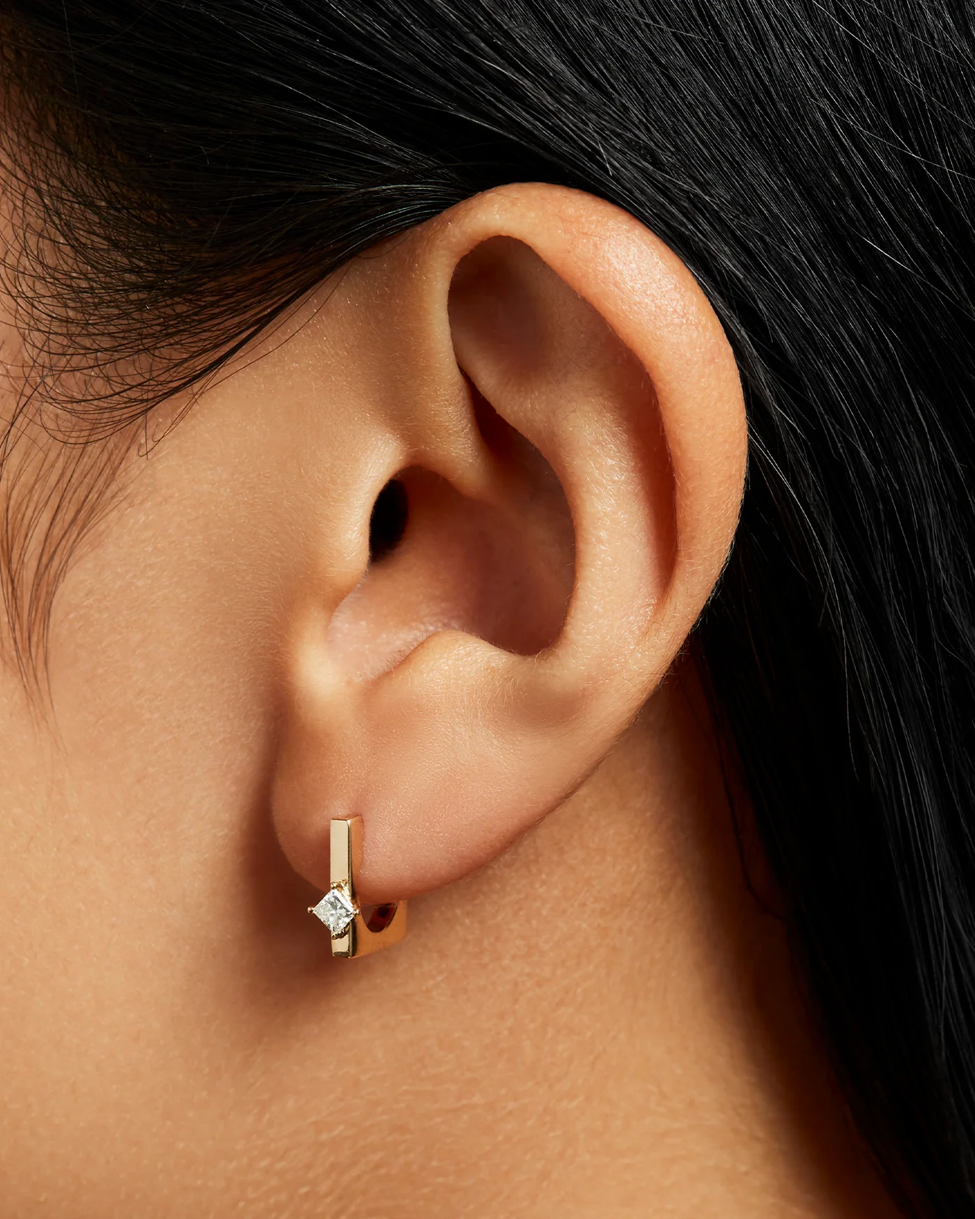 10K Gold Lab Grown Diamond Huggie Earrings - 0.22 CTW - Image 2