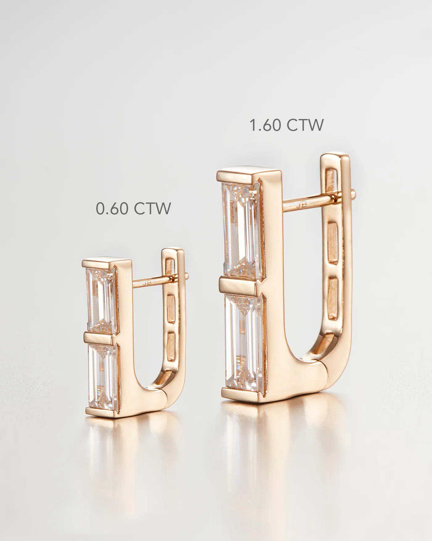 10K Gold Lab Grown Diamond Stacked Baguette Huggie Earrings - 1.60 CTW - Image 4