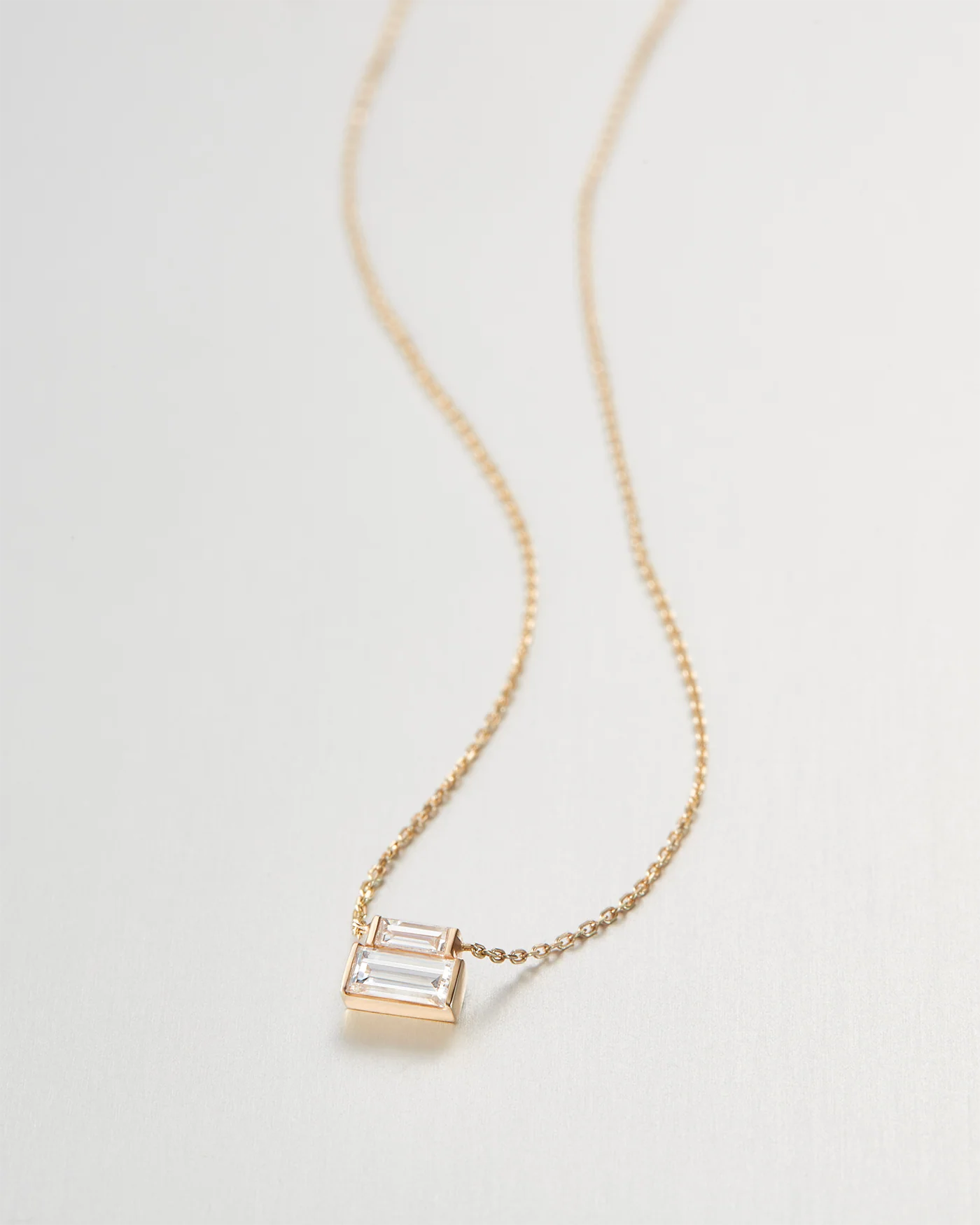 10K Gold Lab Grown Diamond Stacked Baguette Necklace - 0.30 CTW