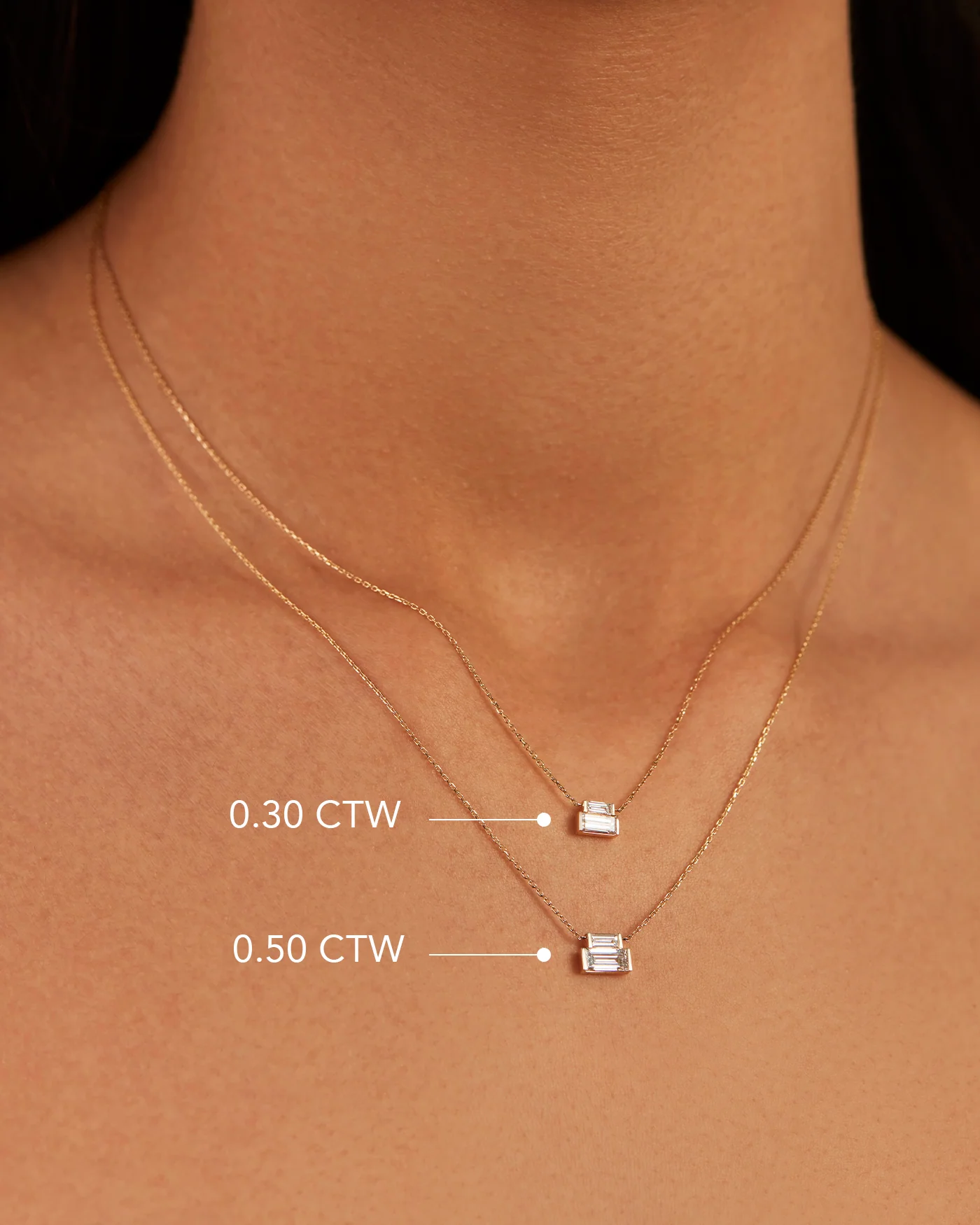 10K Gold Lab Grown Diamond Stacked Baguette Necklace - 0.50 CTW - Image 6