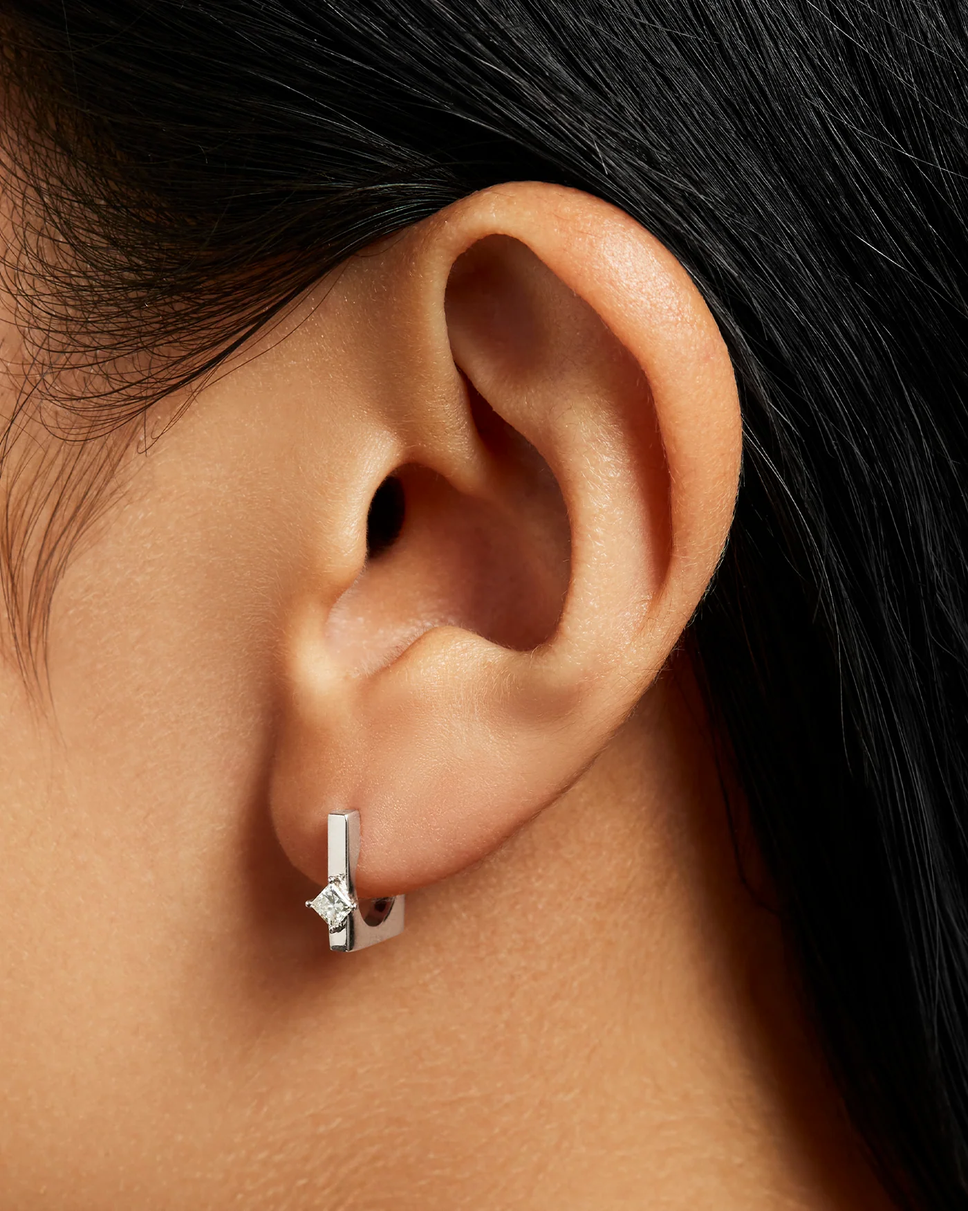 10K White Gold Lab Grown Diamond Huggie Earrings - 0.22 CTW - Image 2