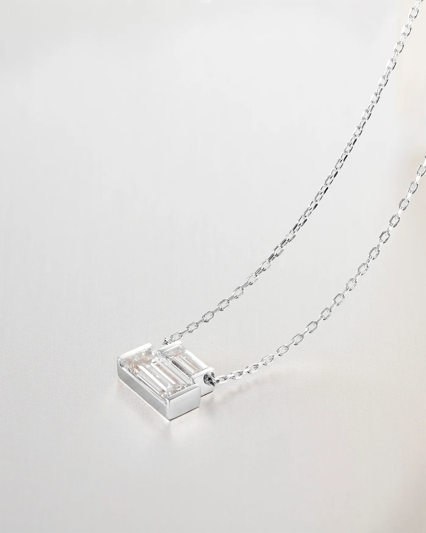 10K White Gold Lab Grown Diamond Stacked Baguette Necklace - 0.50 CTW - Image 3