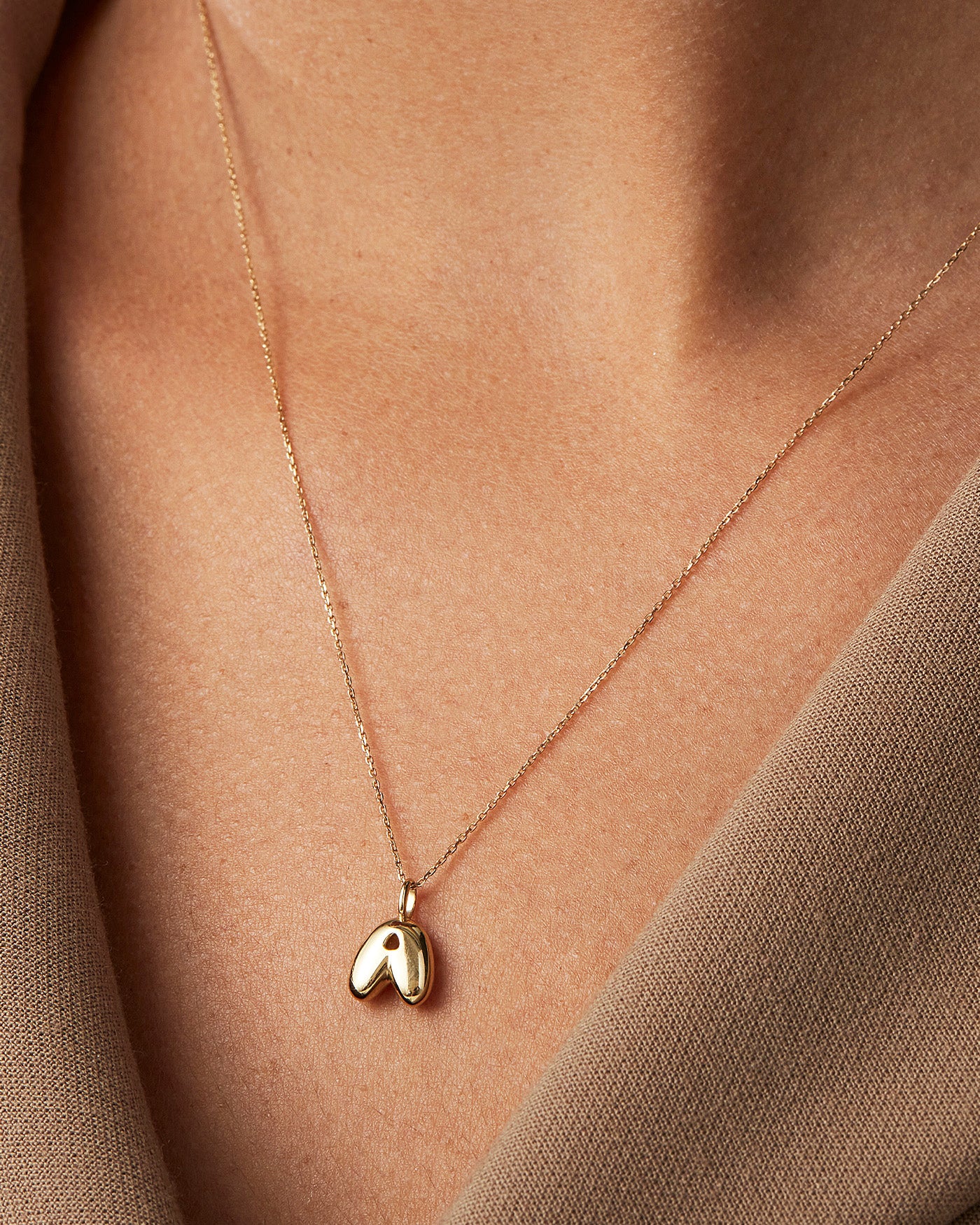 14K Gold Bubble Letter Necklace - A - Image 4