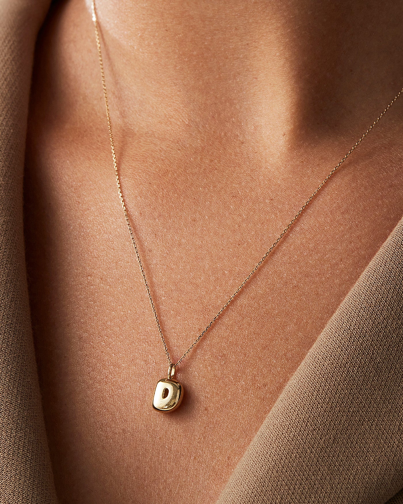 14K Gold Bubble Letter Necklace - D - Image 4