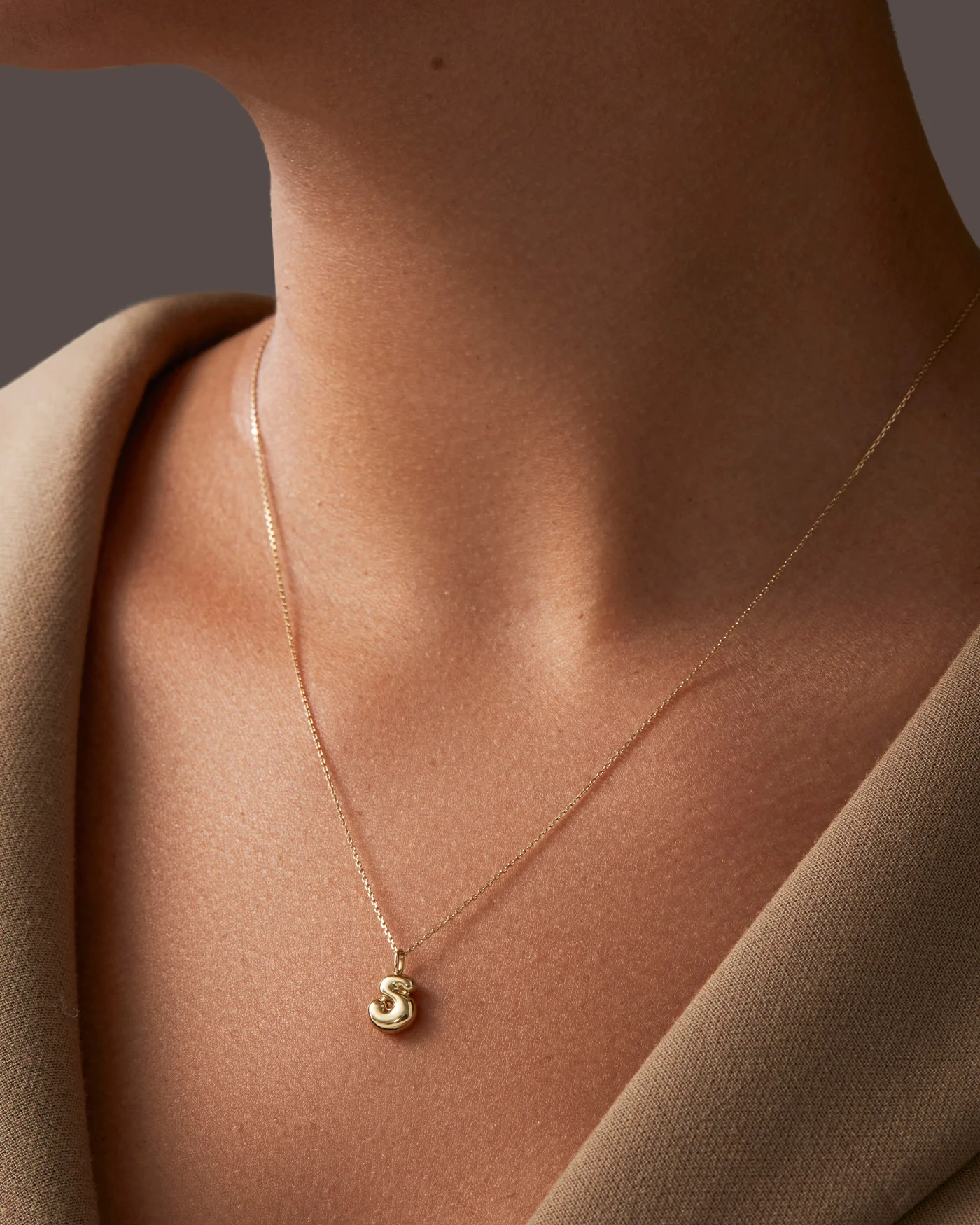 14K Gold Bubble Letter Necklace - S - Image 2