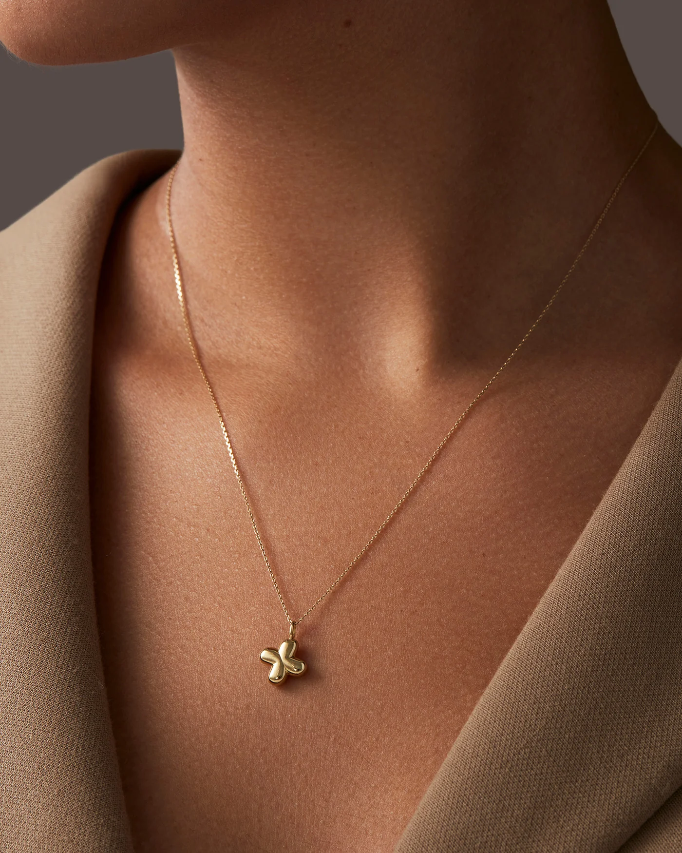 14K Gold Bubble Letter Necklace - X - Image 2