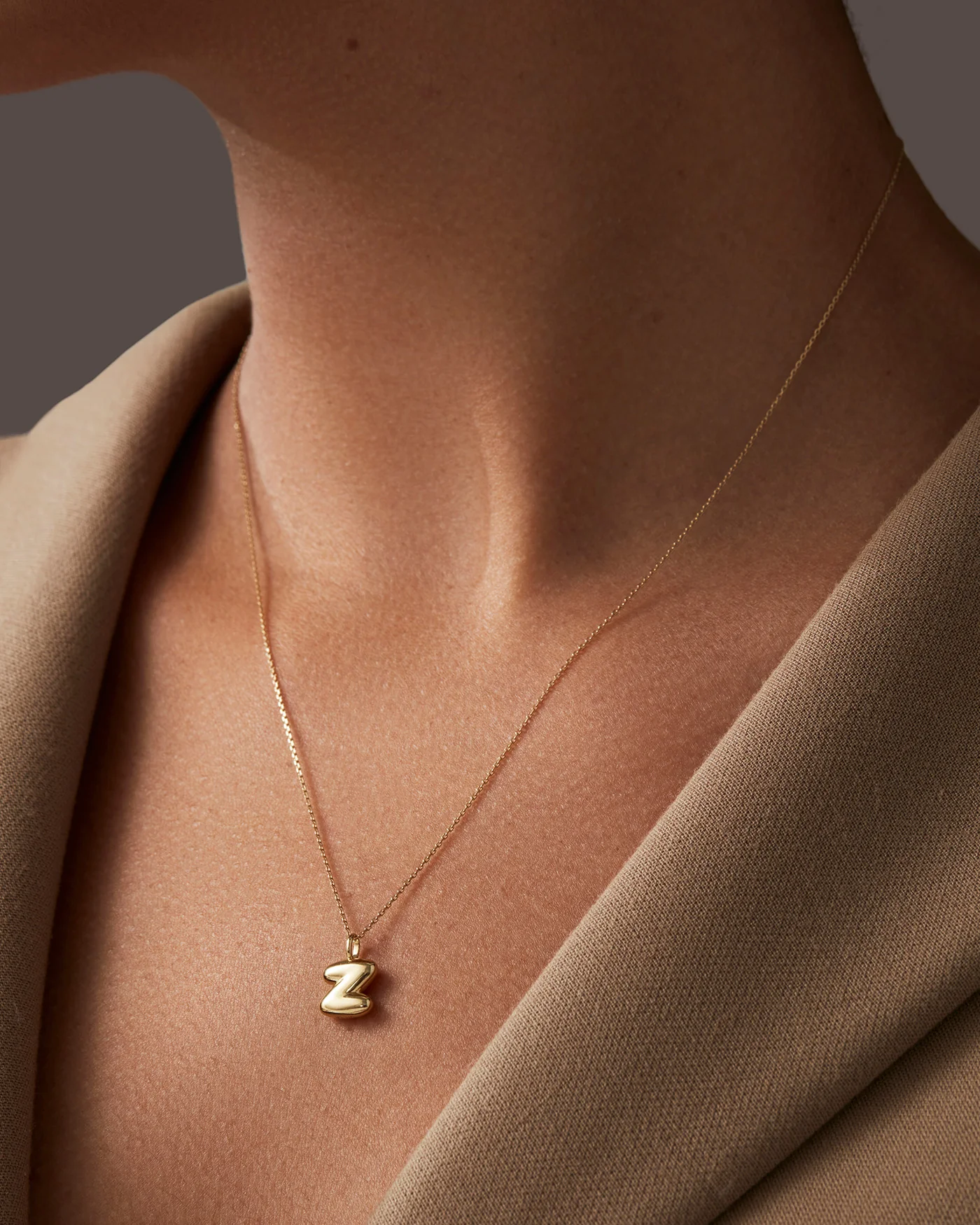 14K Gold Bubble Letter Necklace - Z - Image 2