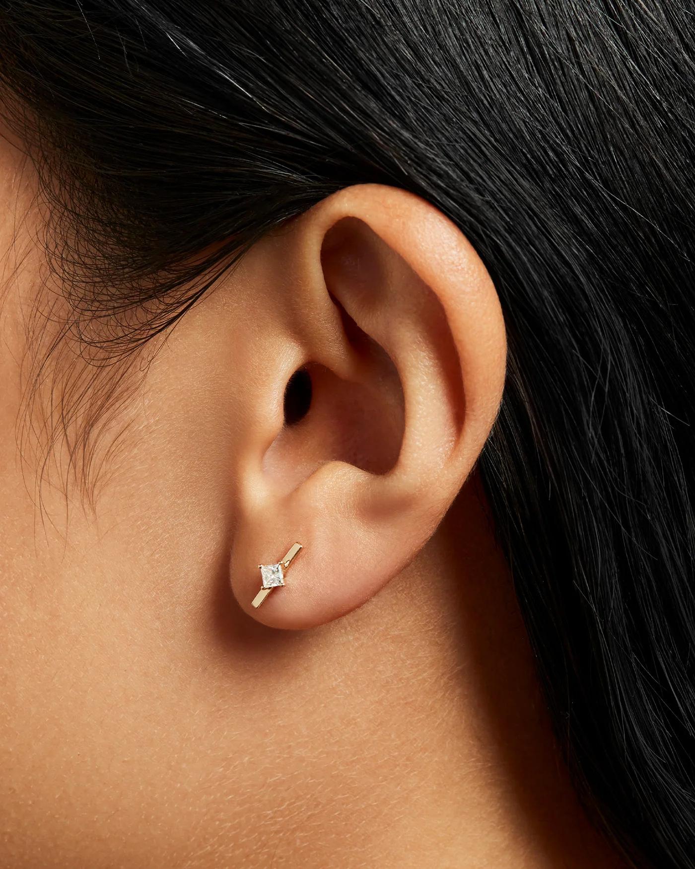 14K Gold Lab Grown Diamond Bar Stud Earrings - 0.20 CTW - Image 2