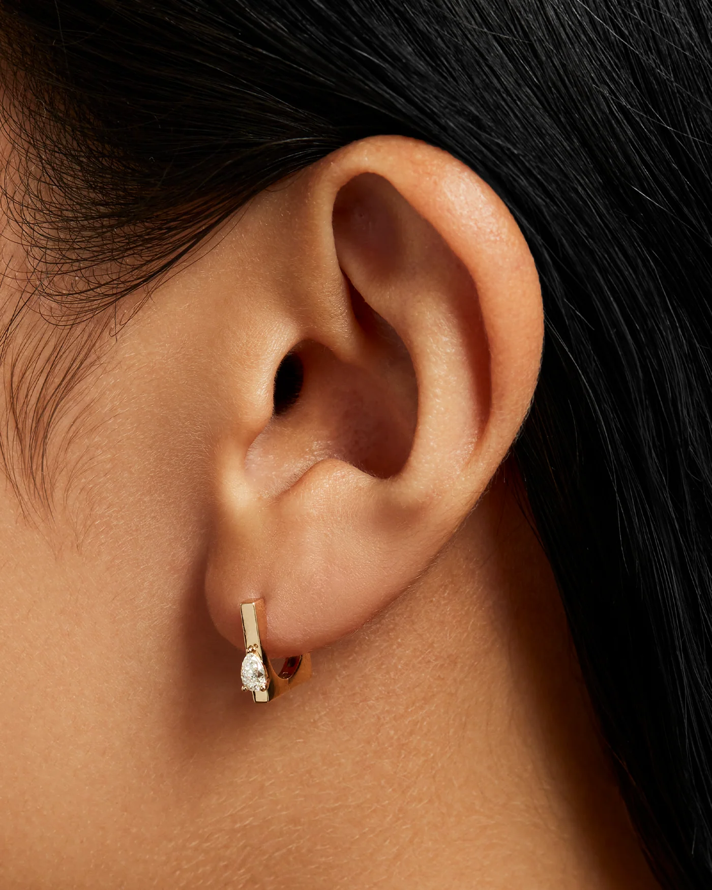 14K Gold Lab Grown Diamond Huggie Earrings - 0.20 CTW - Image 2