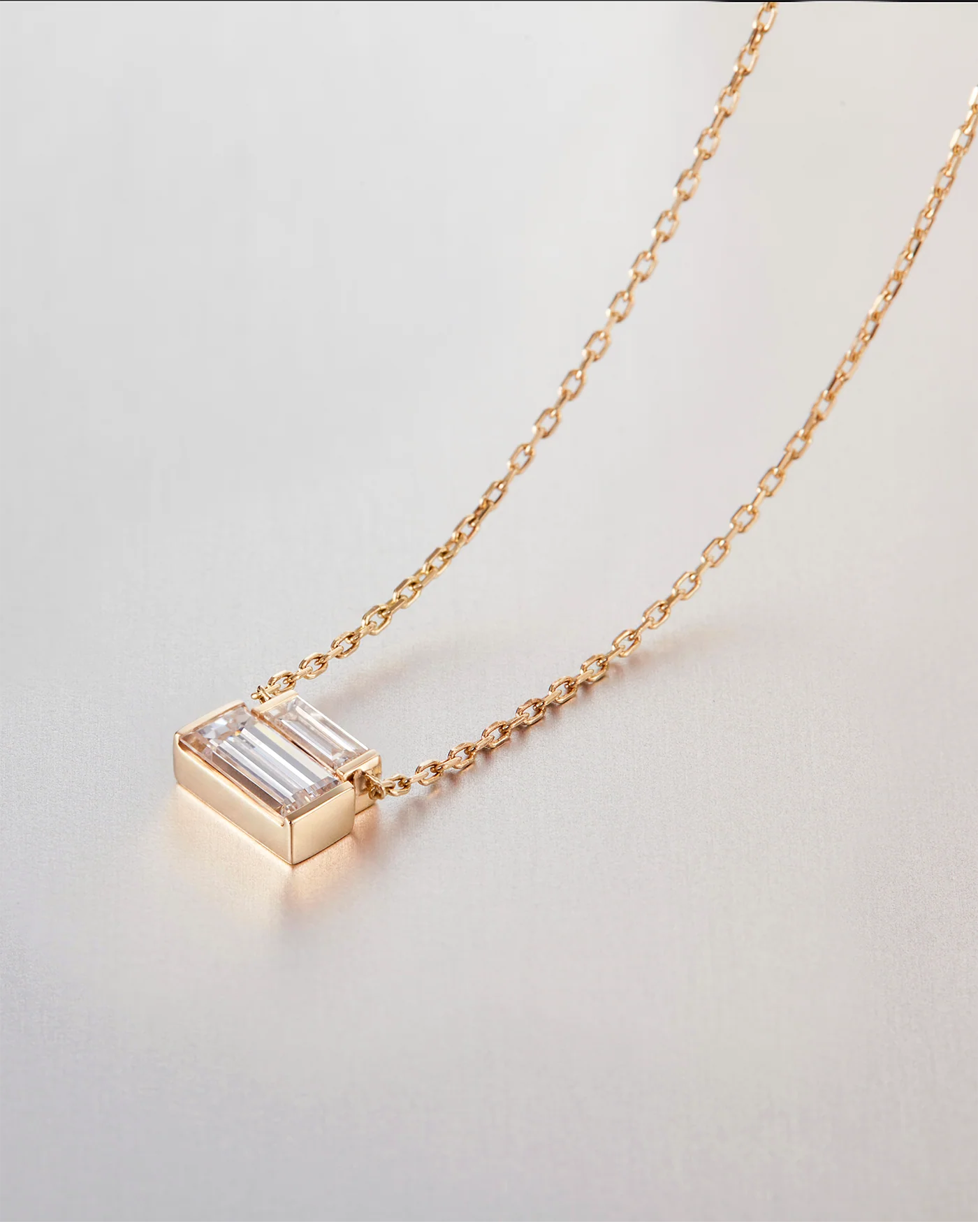 14K Gold Lab Grown Diamond Stacked Baguette Necklace - 0.30 CTW - Image 3