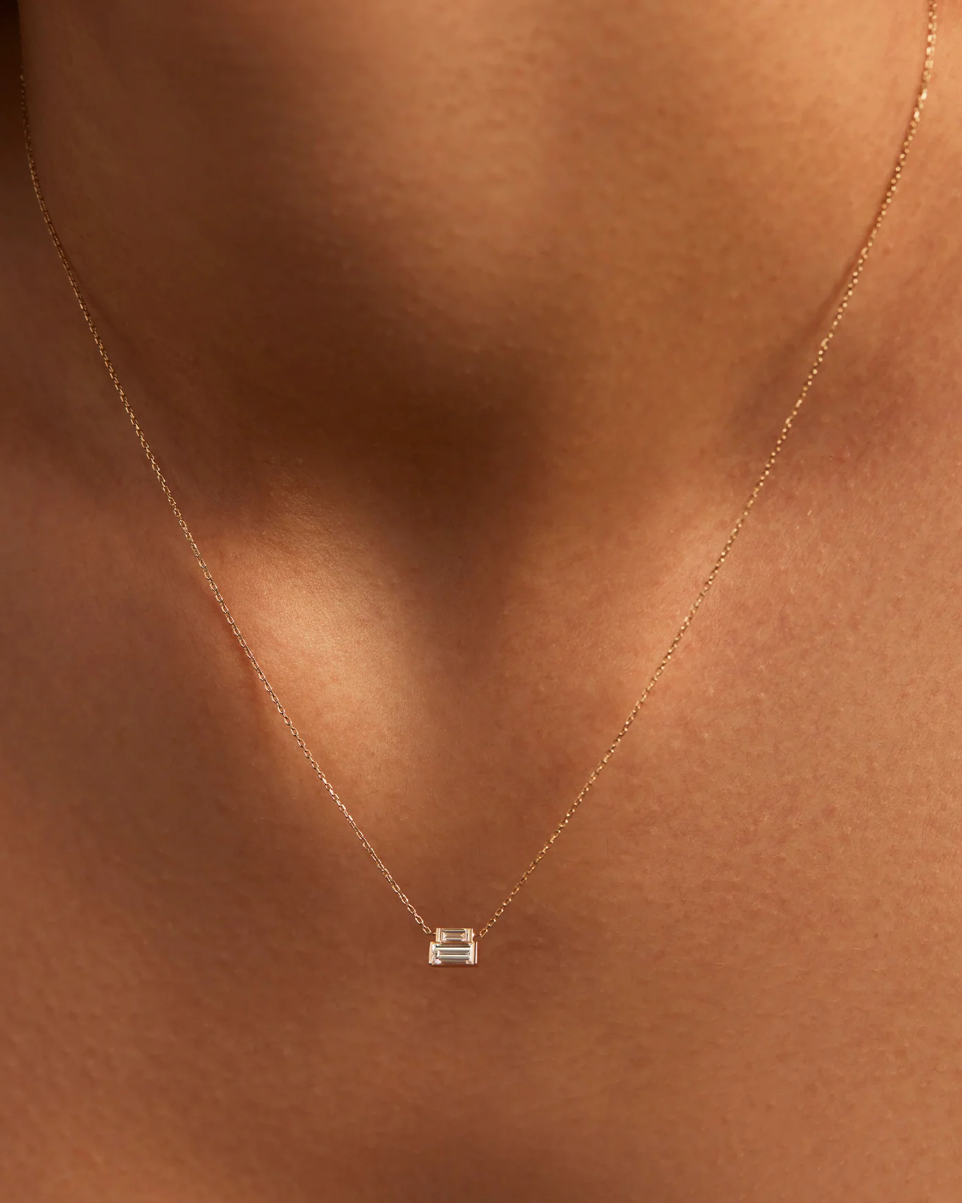 14K Gold Lab Grown Diamond Stacked Baguette Necklace - 0.30 CTW - Image 4