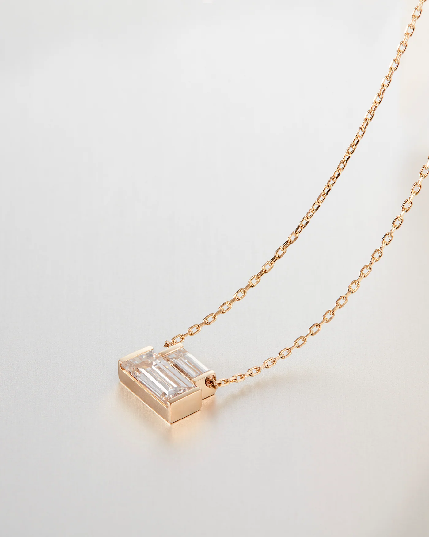 14K Gold Lab Grown Diamond Stacked Baguette Necklace - 0.50 CTW - Image 3