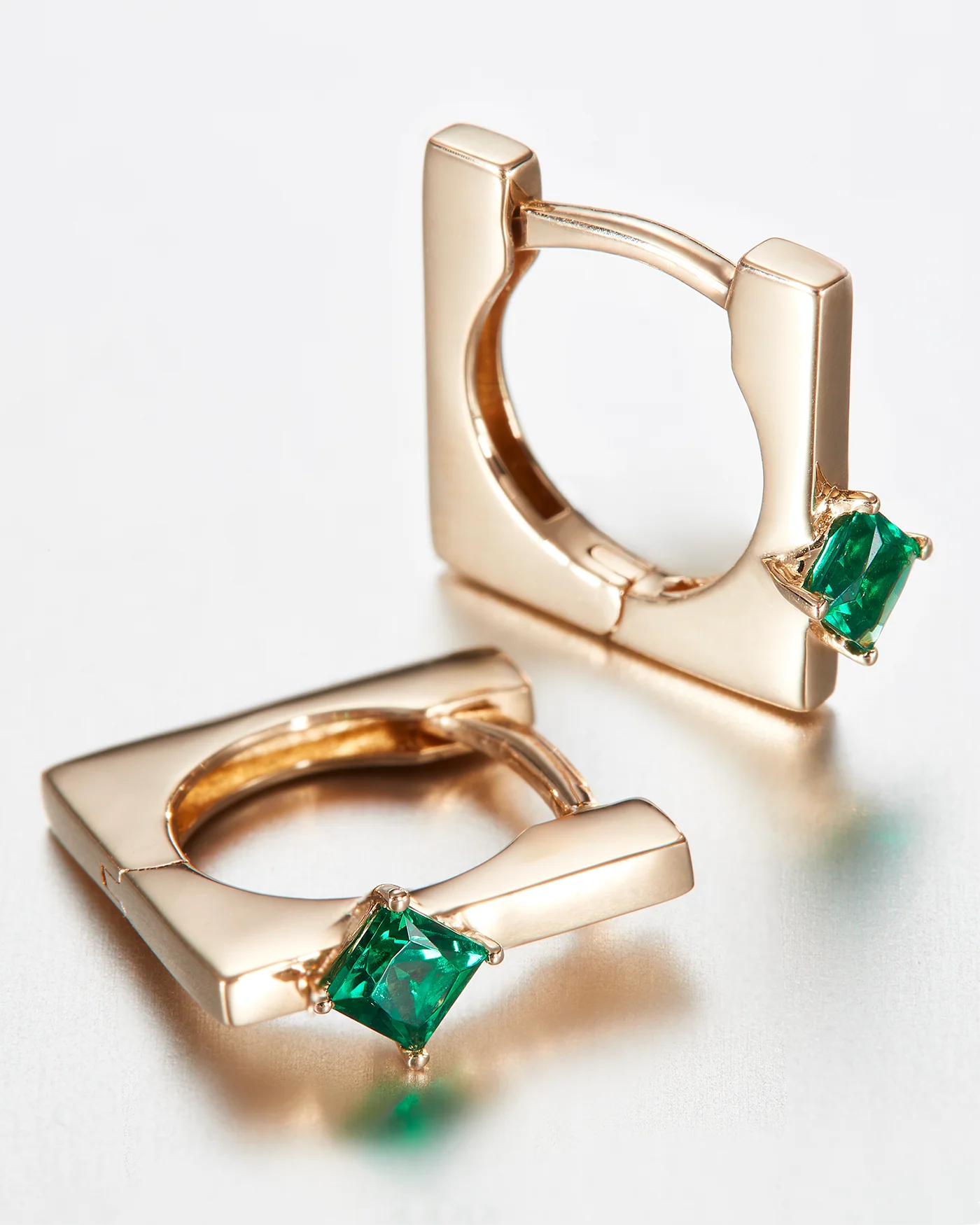 14K Gold Lab Grown Emerald Huggie Earrings - 0.14 CTW