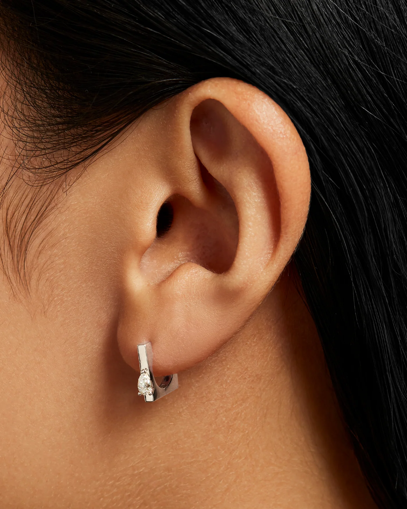 14K White Gold Lab Grown Diamond Huggie Earrings - 0.20 CTW - Image 2