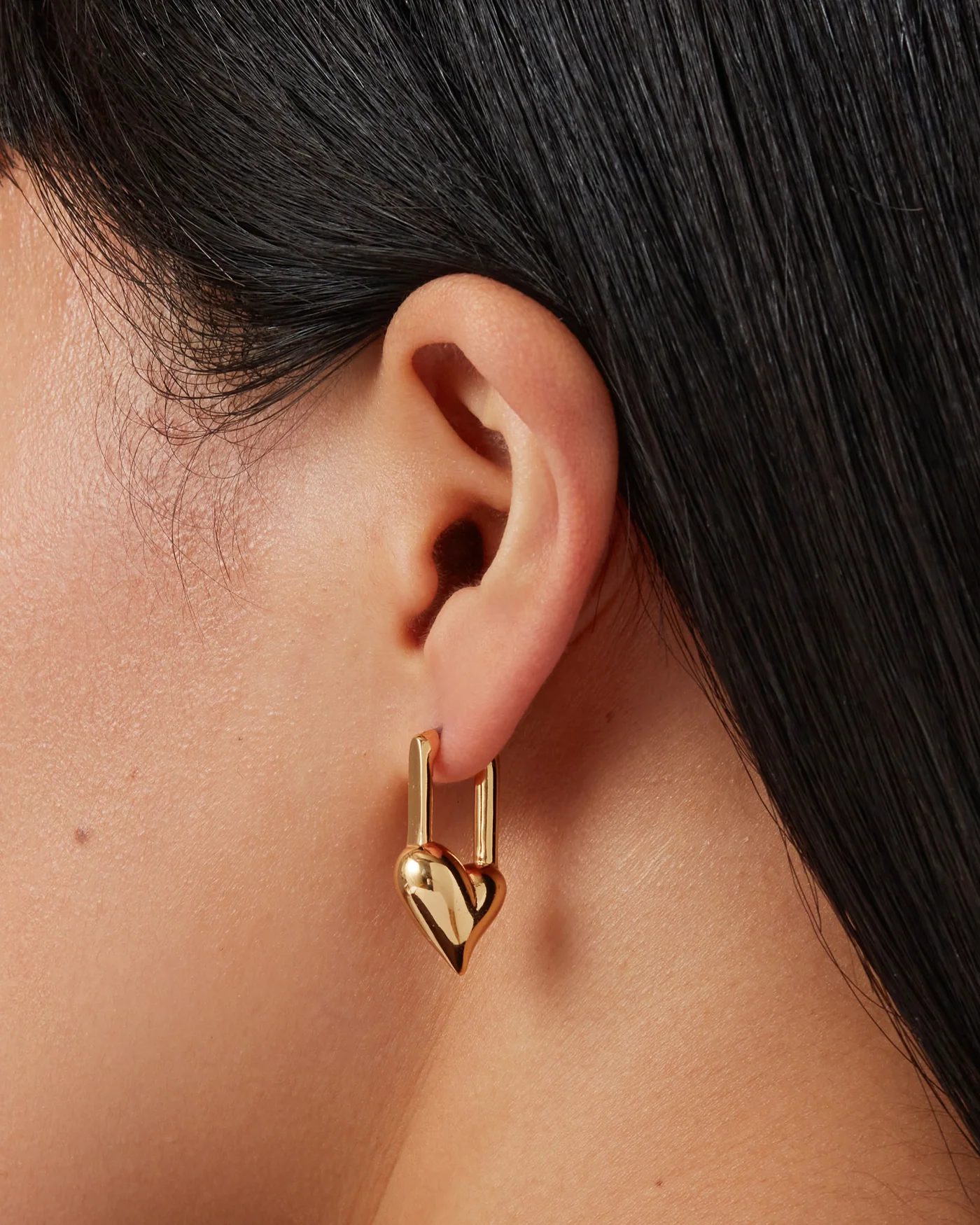 Padlock Heart Huggie Earrings - Image 3