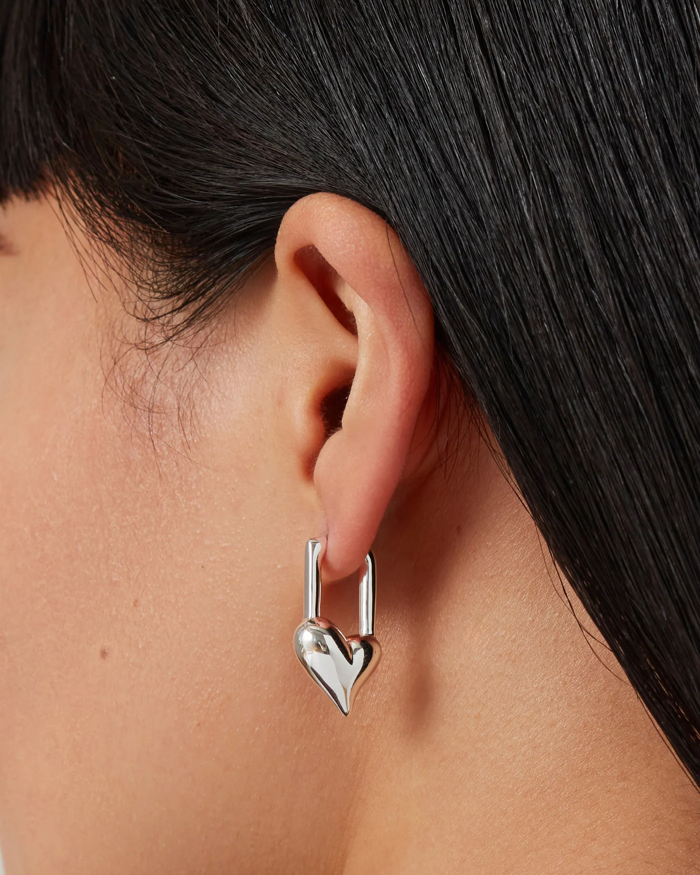 Padlock Heart Huggie Earrings - Image 3