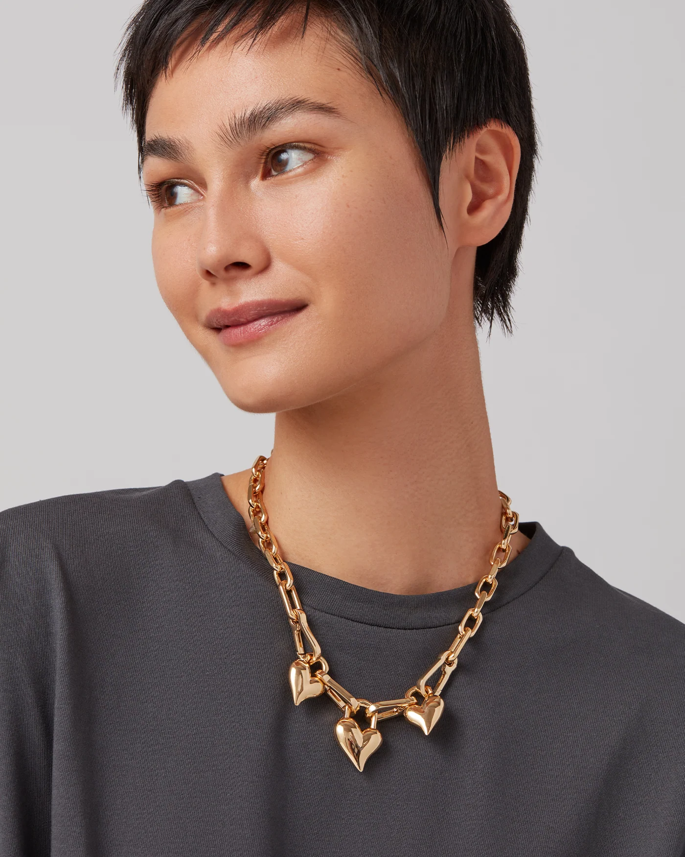 Padlock Triple Heart Pendant Necklace - Image 2