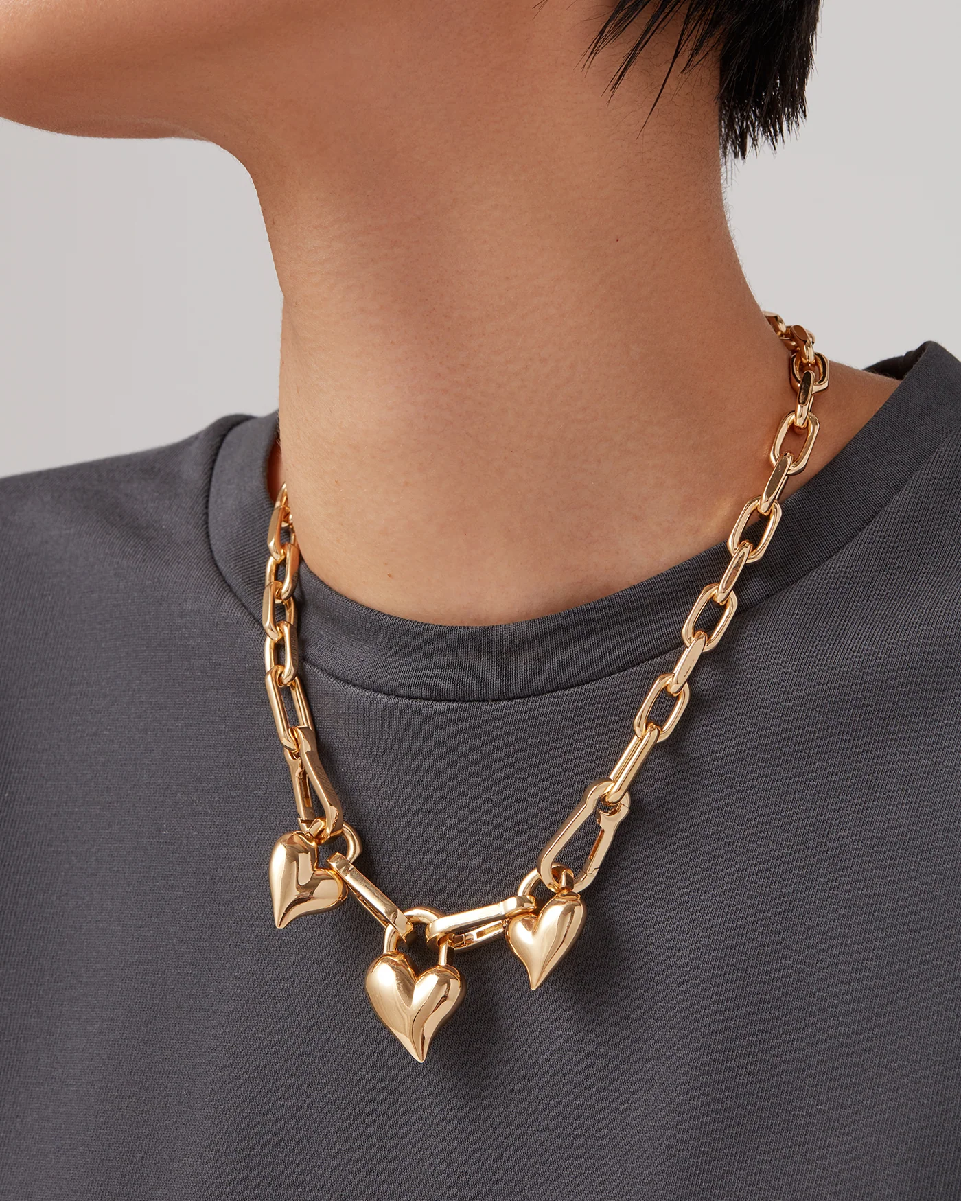 Padlock Triple Heart Pendant Necklace - Image 4