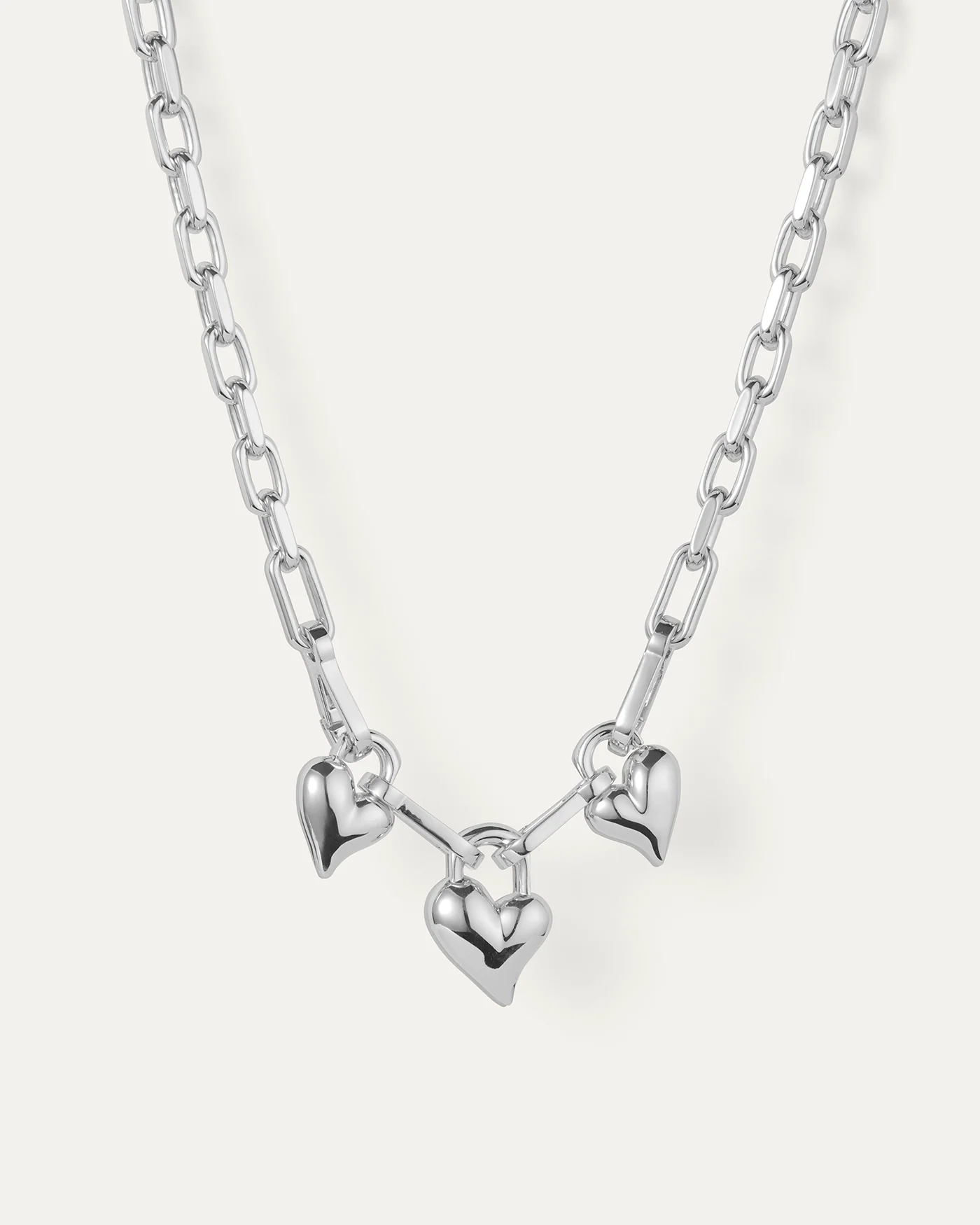 Padlock Triple Heart Pendant Necklace