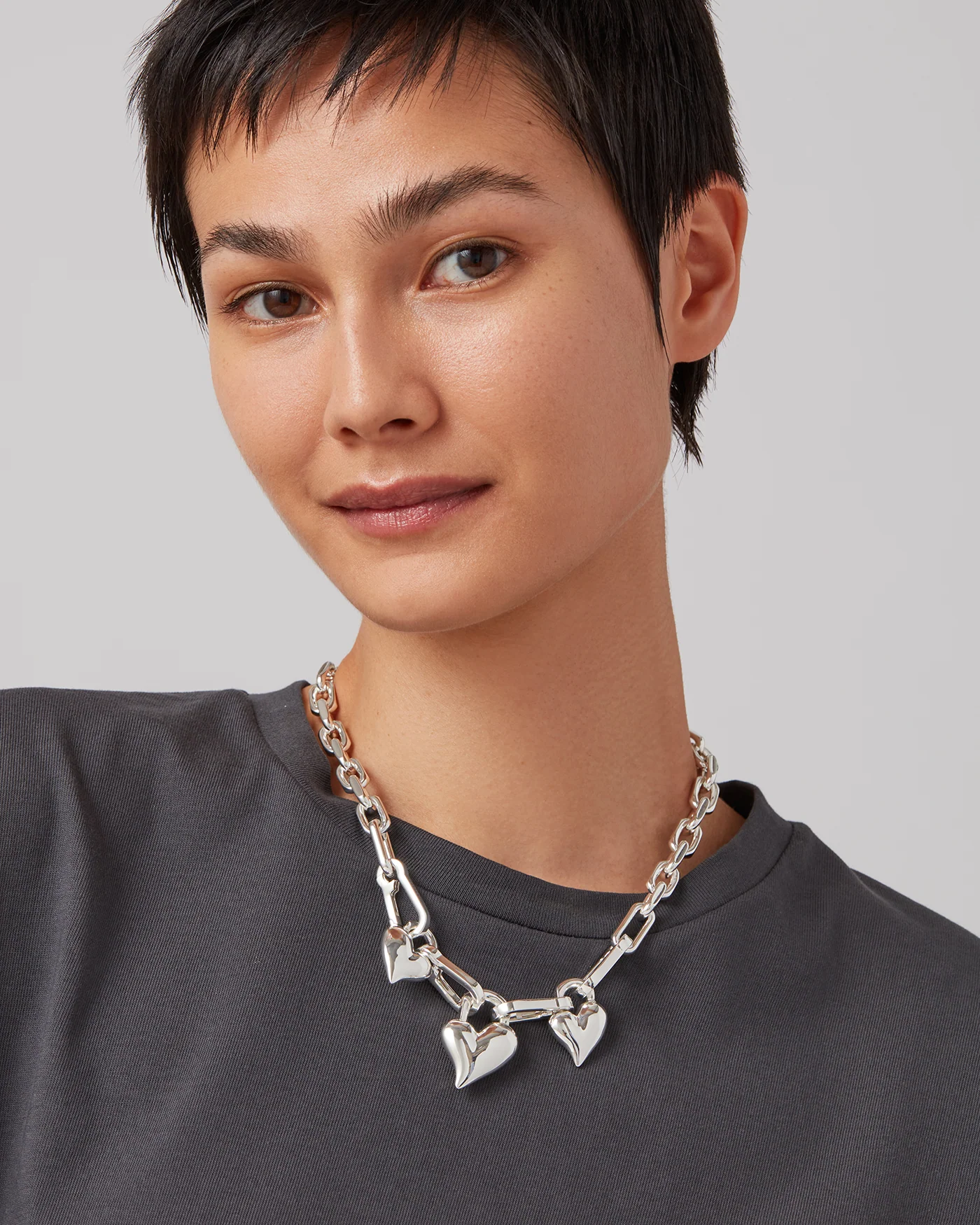 Padlock Triple Heart Pendant Necklace - Image 2