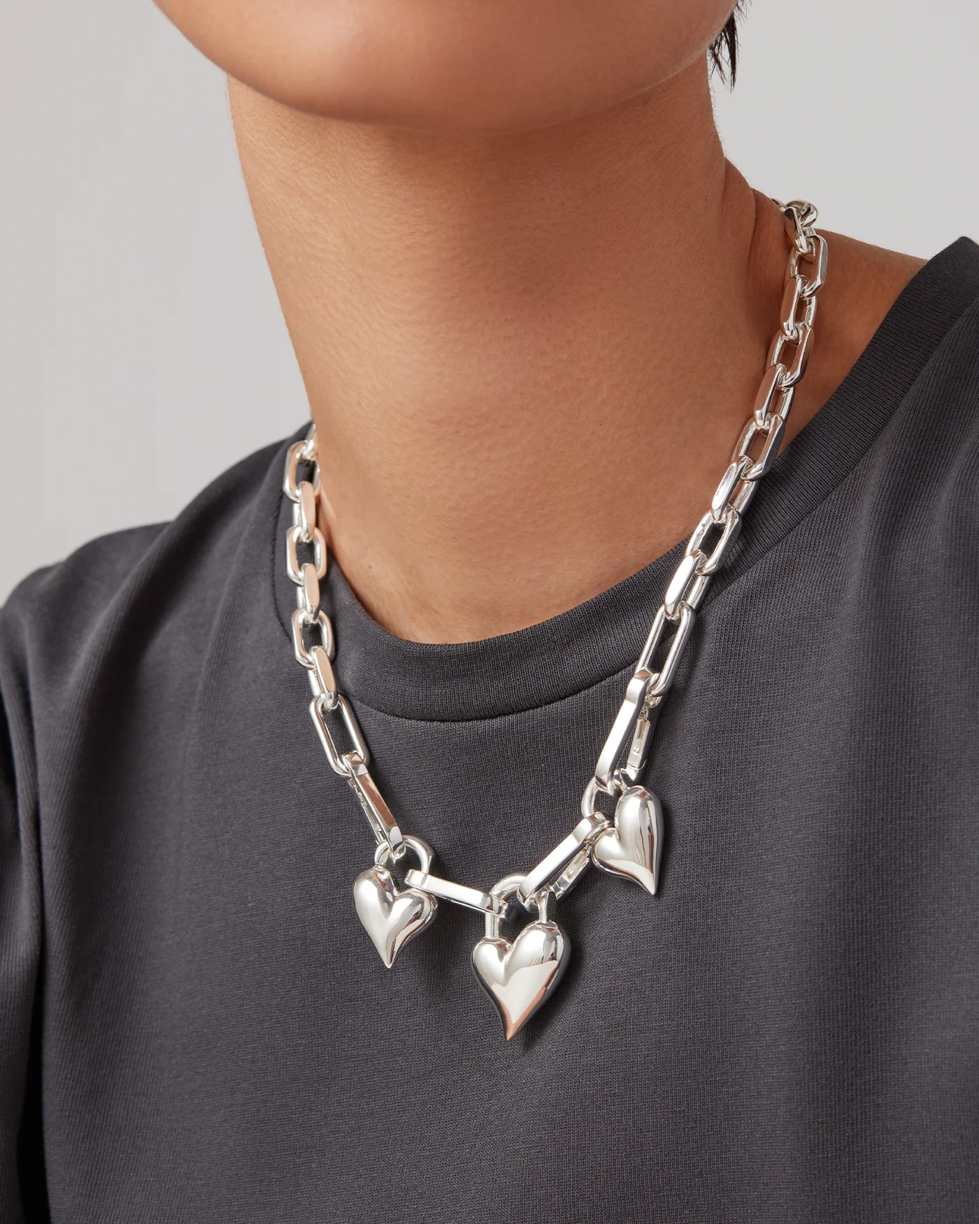 Padlock Triple Heart Pendant Necklace - Image 4