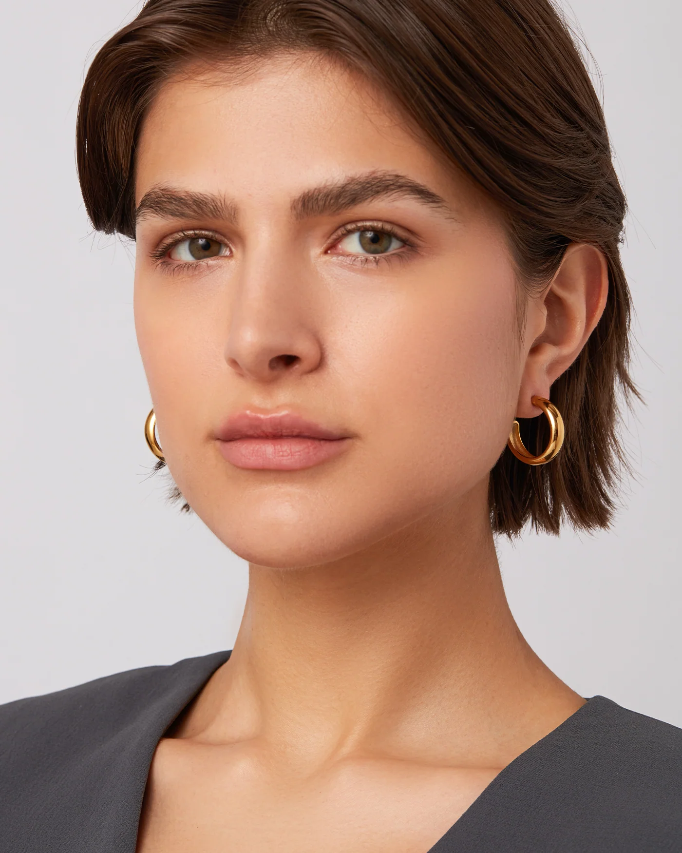Staple Hoop Earrings - Medium - Image 2